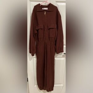ZARA Brown Knit Jumpsuit Size Small